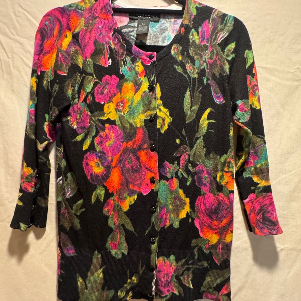 Grace Elements Y2K Multicolor Floral Cardigan Petite Small